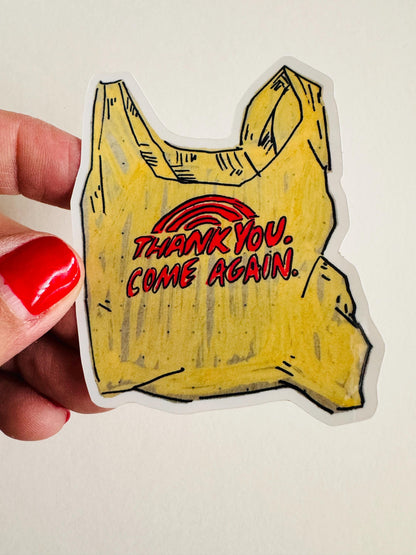 Thank You Come Again Grocery Bag | 3" Sticker Decal | Grocery Shopper Tote