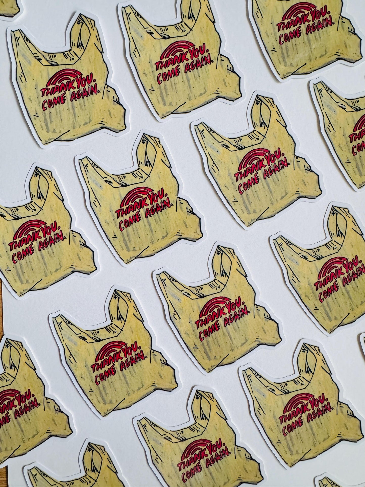 Thank You Come Again Grocery Bag | 3" Sticker Decal | Grocery Shopper Tote