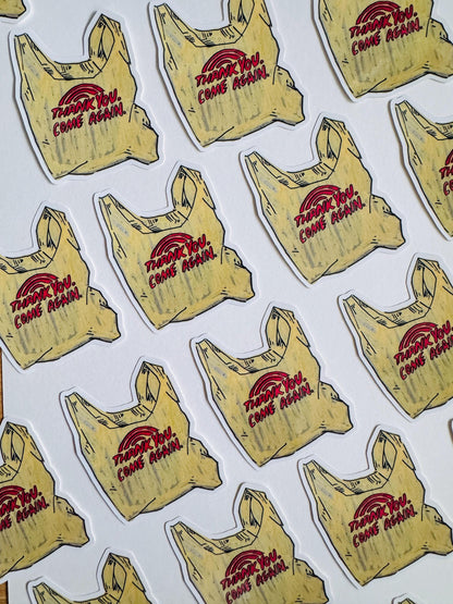 Thank You Come Again Grocery Bag | 3" Sticker Decal | Grocery Shopper Tote