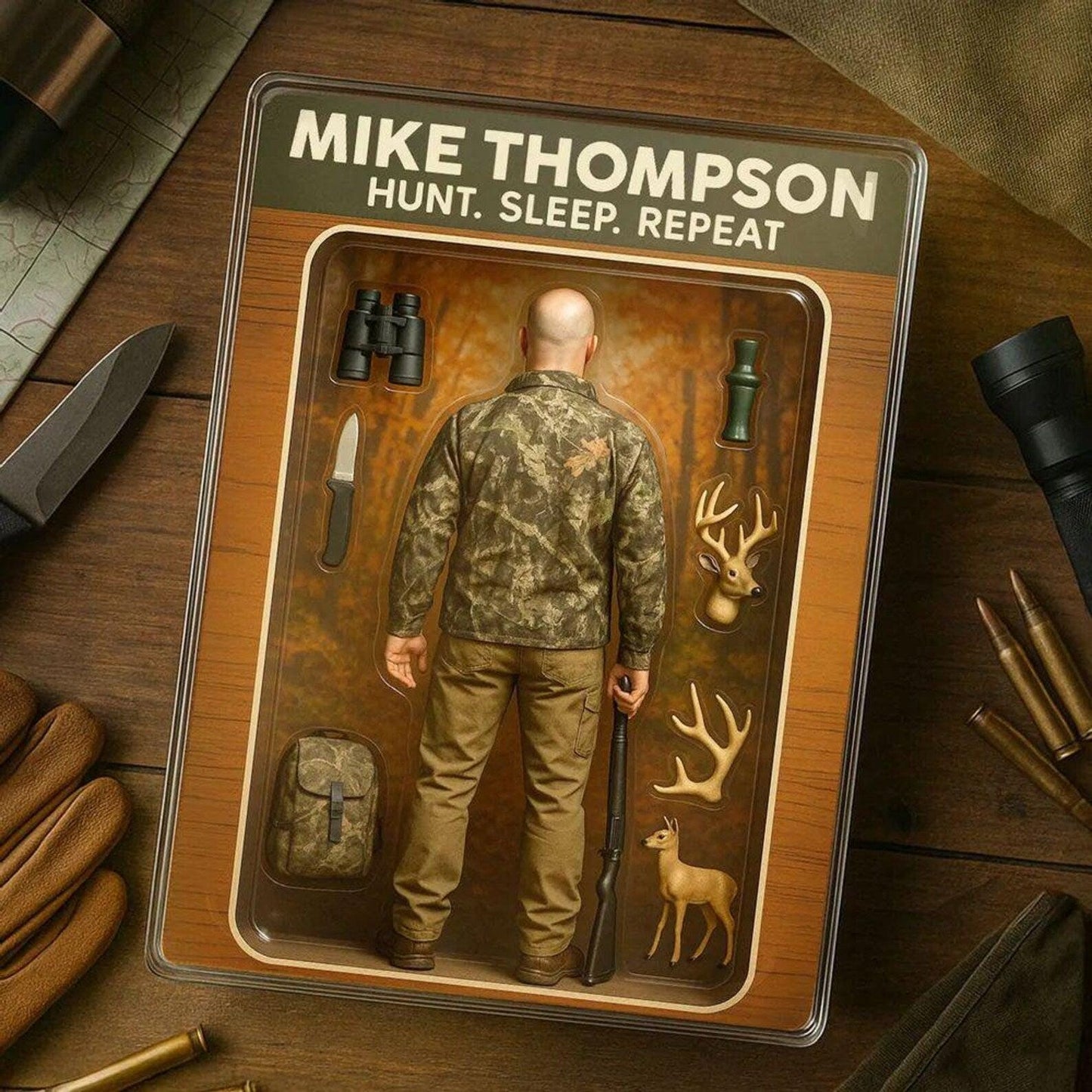 Custom Hunt Sleep Repeat Hunting Dad Gift, Personalized Acrylic Block Plaque, Personalized Father's Day 2025 Gift For Dad, Gifts For Husband