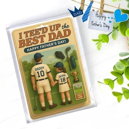Custom Teed Up The Best Dad By Par Golf Figure 2D Acrylic Block Plaque, Father's Day 2025 Gift For Sport Golf Coach Dad, Gift For Husband