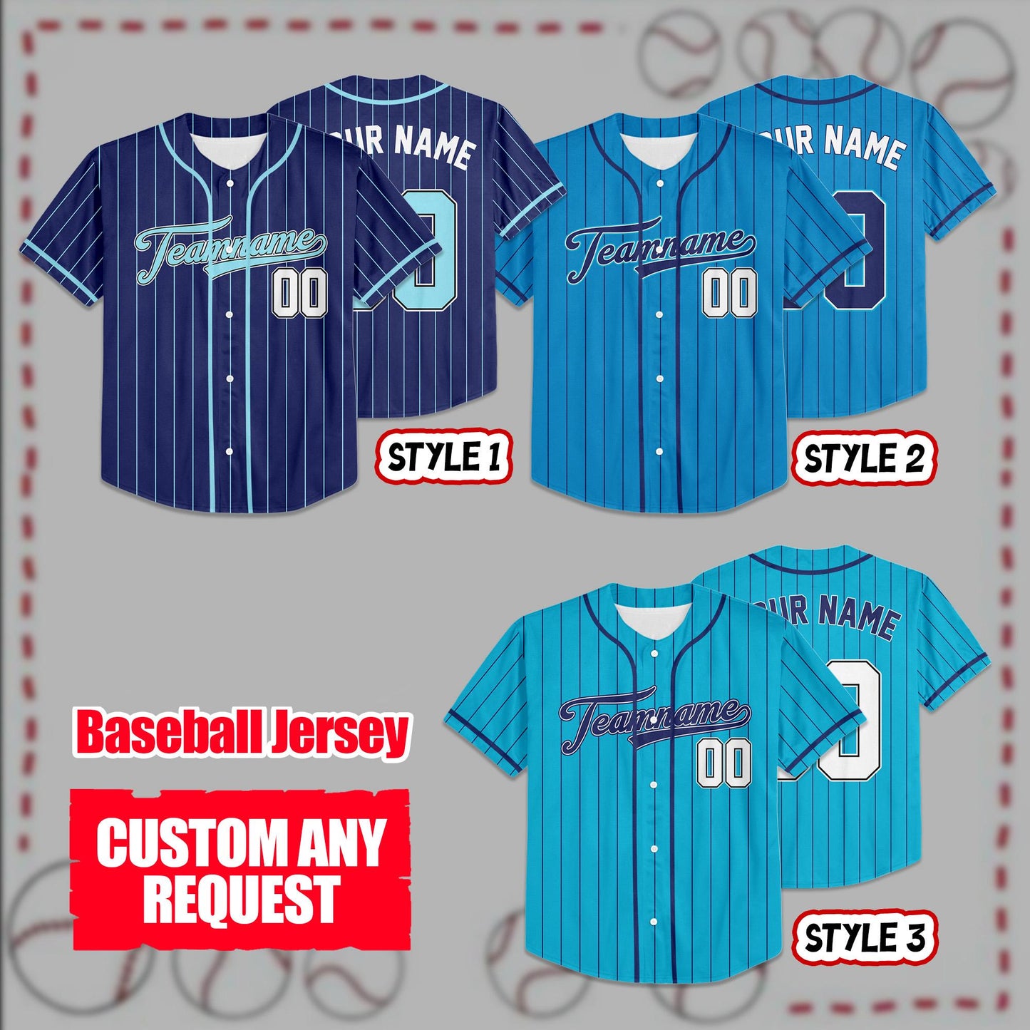 Custom Blue Collection Baseball Jersey, Personalized Name Number Sports Team Uniform Wedding Jerseys Gifts for Men Women Kids Toddler Fan