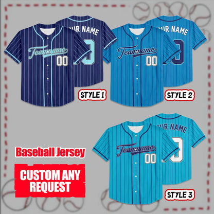 Custom Blue Collection Baseball Jersey, Personalized Name Number Sports Team Uniform Wedding Jerseys Gifts for Men Women Kids Toddler Fan