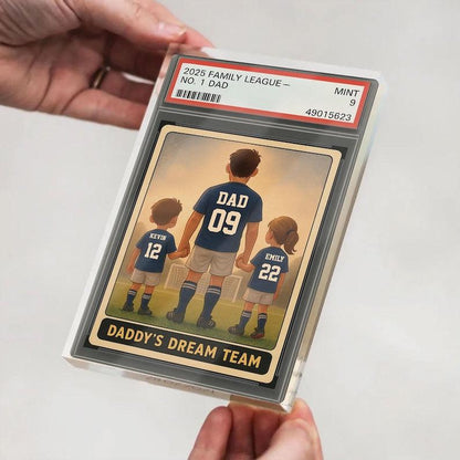 Soccer No.1 Dad Grandpa Man And Kids Trading Card Style Personalized Acrylic Block, Fathers Day 2025 Gift For Soccer Dad,Family Plaque Decor