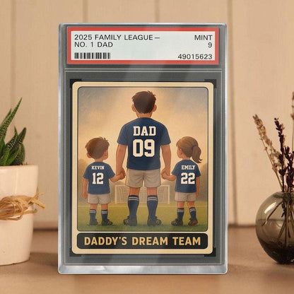 Soccer No.1 Dad Grandpa Man And Kids Trading Card Style Personalized Acrylic Block, Fathers Day 2025 Gift For Soccer Dad,Family Plaque Decor