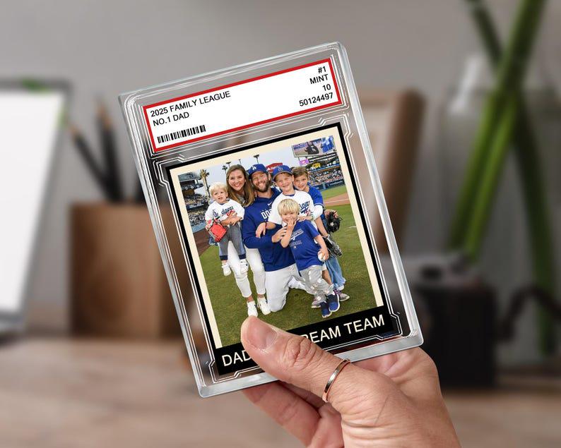 Custom Family Photo Trading Card Style Personalized Acrylic Block Plaque, Father's Day 2025 Gift for Baseball Dad, Husband Gifts, Dad Sports