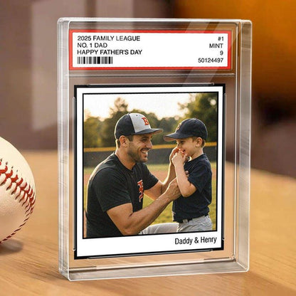 Personalized Dad & Kids Baseball Trading Card Style Personalized Acrylic Block Plaque Father's Day 2025 Gift For Baseball Lover,Baseball Dad