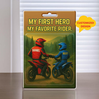 Personalized Dad and Son Motocross  Action Figure Acrylic Block, Custom My First Hero, My Favorite Rider Plaque, Motorcycle Lover Gift