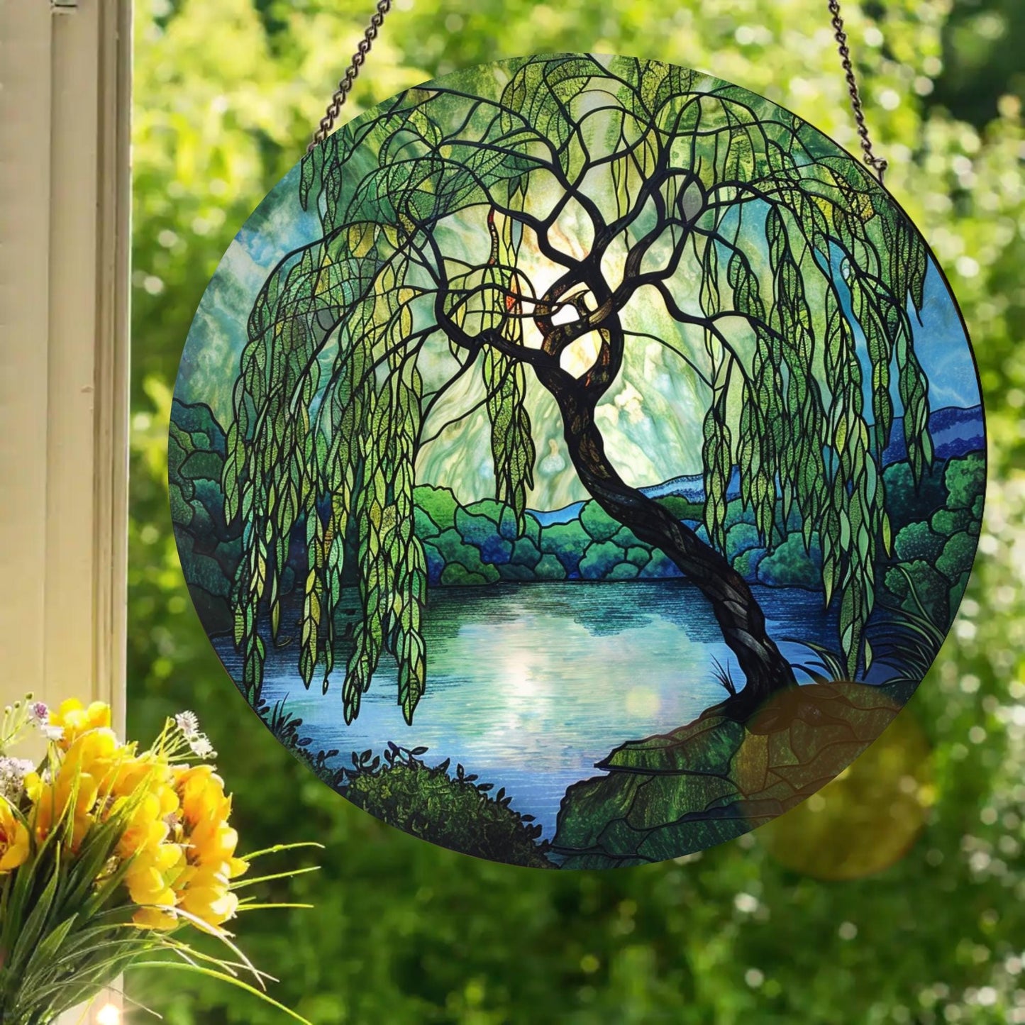 Weeping Willow: Stained Glass Style Window Hanging