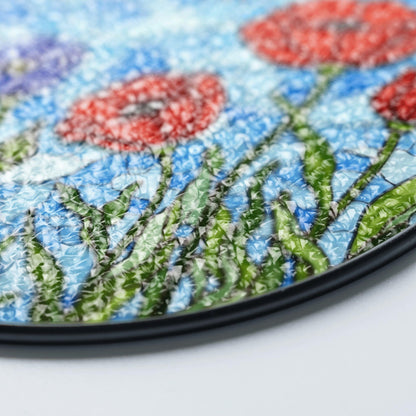 Bee and Wildflower Stained Glass Sun Catcher Round Window Decor Gift for Nature Mom