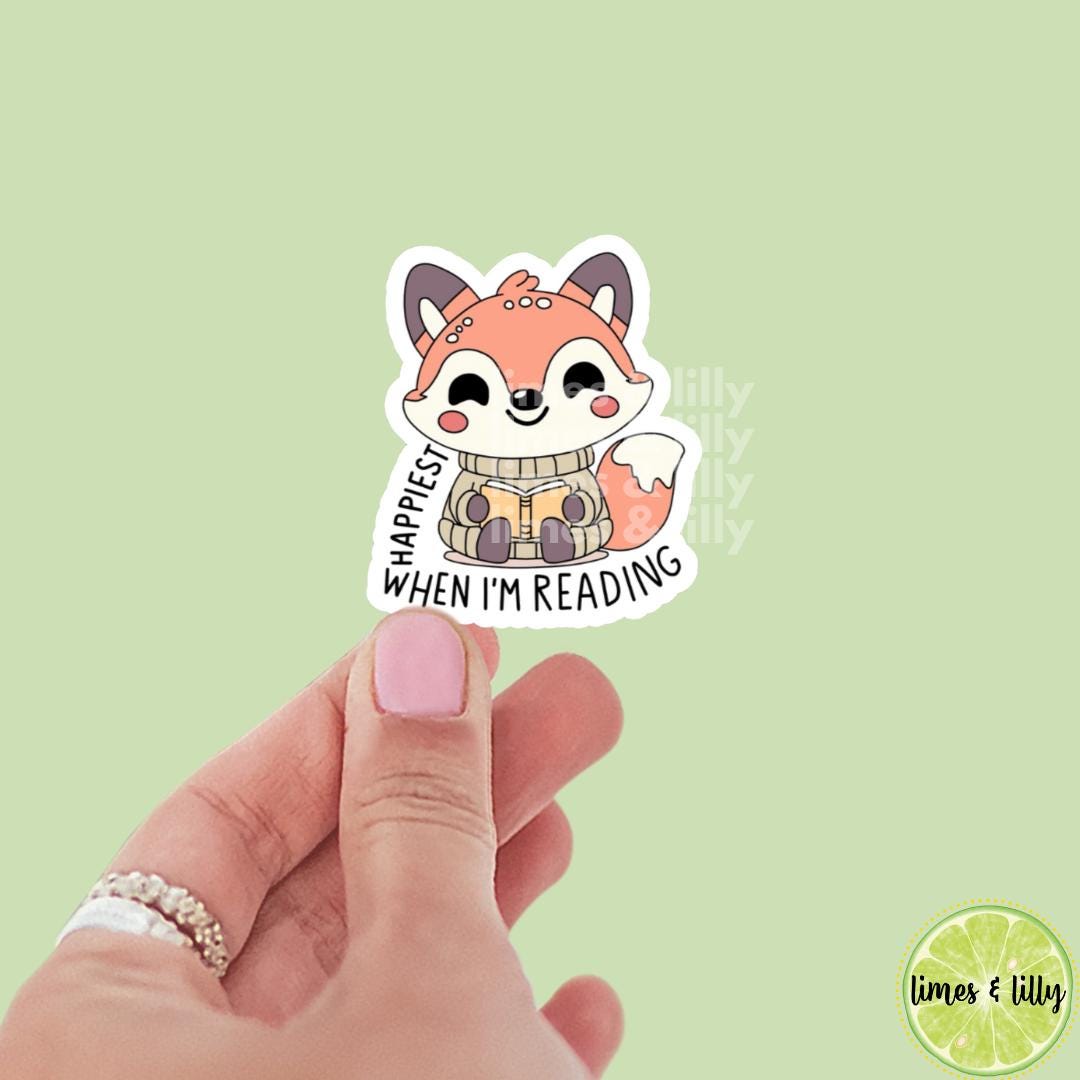 Happiest When I’m Reading Cute Fox Vinyl Sticker | Trendy Sticker | Kindle Stickers | Book Club | Bookish Stickers