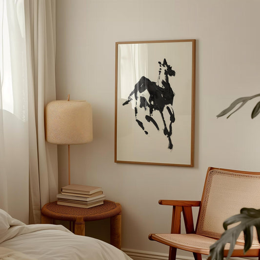 Minimalist Horse Art Print: Antique Equestrian Farmhouse Decor