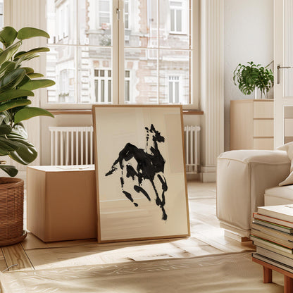 Minimalist Horse Art Print: Antique Equestrian Farmhouse Decor