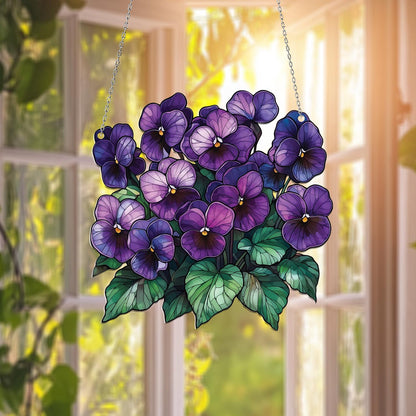February Month Of Birth Flower Violet Acrylic Window Hanging, Gifts for February birthdays, Birth Floral Home Decor, Gift For Violet lovers