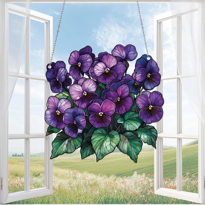 February Month Of Birth Flower Violet Acrylic Window Hanging, Gifts for February birthdays, Birth Floral Home Decor, Gift For Violet lovers