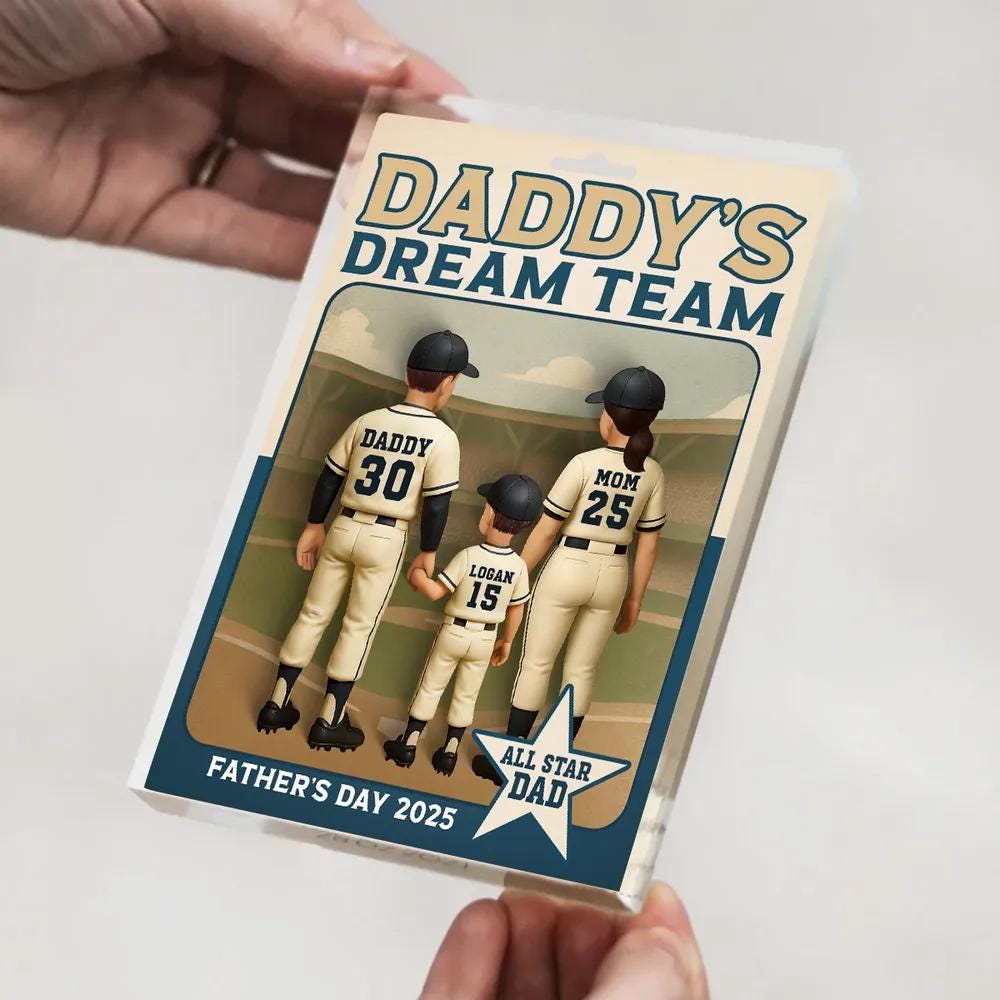 Custom Baseball Dad Acrylic Plaque, Trading Card Style Gift for No.1 Dad. A Fun & Sporty Father’s Day Keepsake from the Dream Team