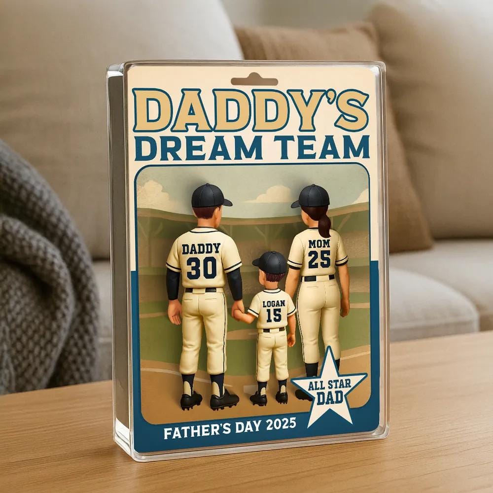 Custom Baseball Dad Acrylic Plaque, Trading Card Style Gift for No.1 Dad. A Fun & Sporty Father’s Day Keepsake from the Dream Team