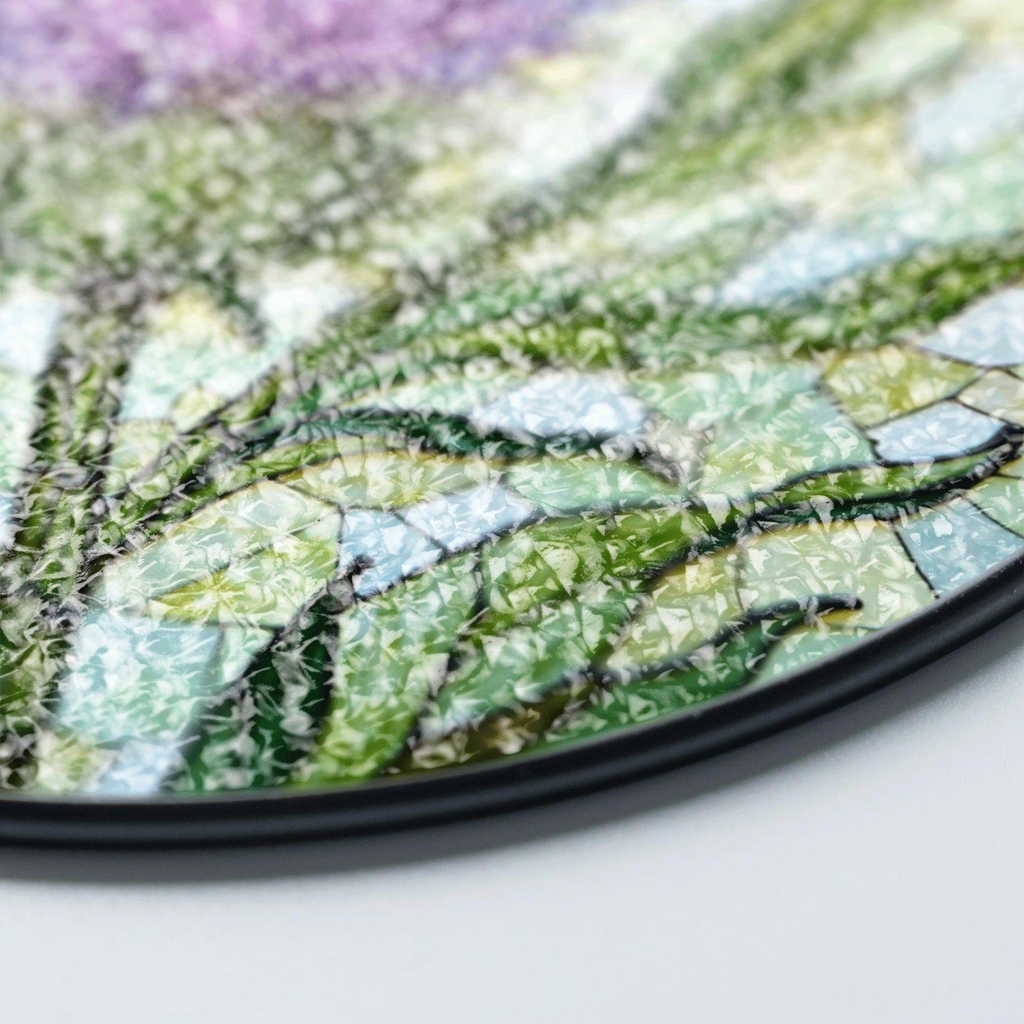 Purple thistle flower stained glass window hanging suncatcher gift for botanical art lovers