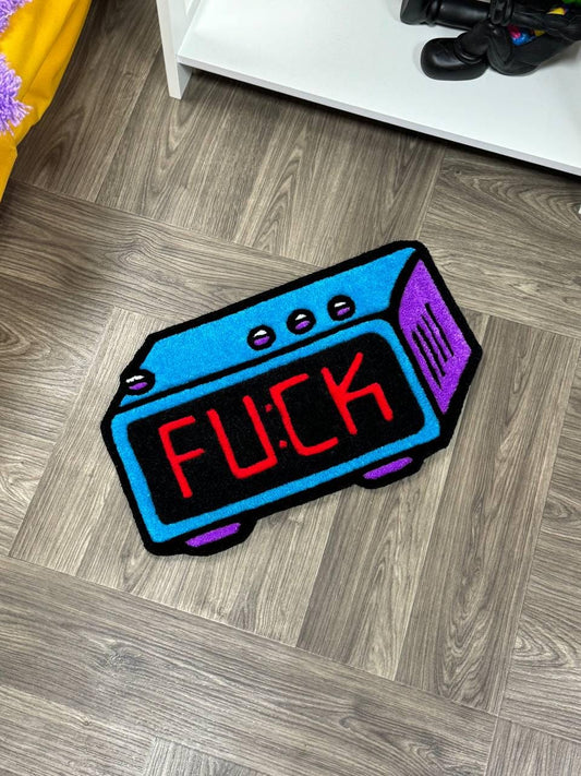 Funny Tufted Rug Alarm Clock – Handmade Swear Word Rug – Retro Funky Wall Decor – Cool Gift for Him Her – Colorful Custom Rug Fuck rugs cute