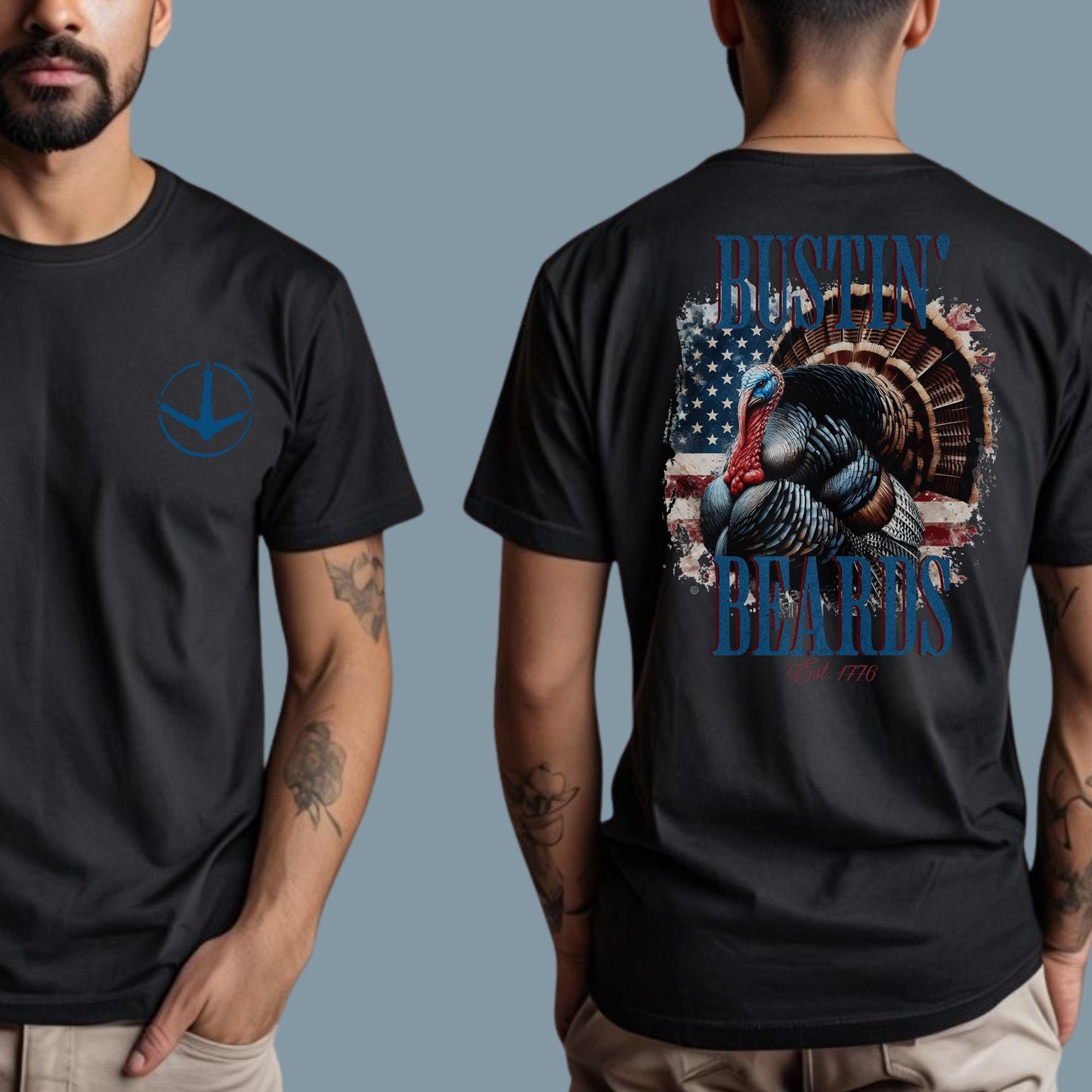 Patriotic Turkey Hunting T-Shirt: Bustin' Beards Apparel