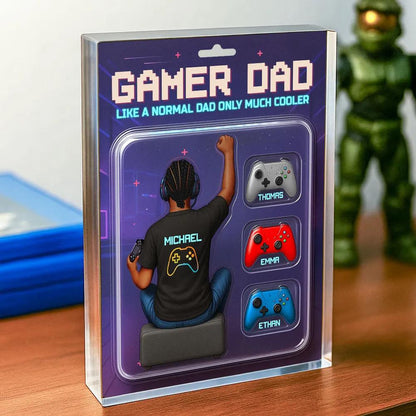 Custom Gamer Dad Action Figure Plaque, A Fun & Unique Acrylic Gift for the Coolest Gamer Dad or Husband this Father’s Day