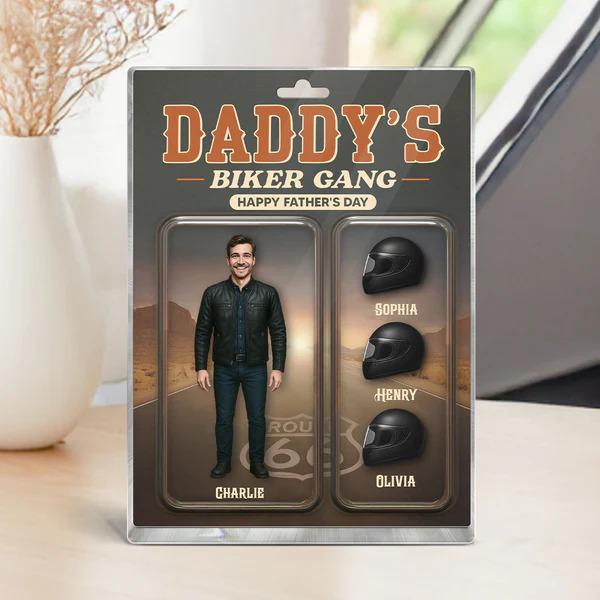 Daddy’s Biker Gang Acrylic Block, Custom Photo Gift for Motorcycle Loving Dads, A Cool & Unique Father’s Day Gift for Dad or Husband