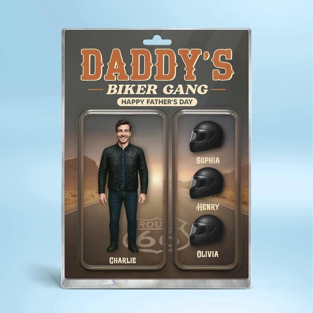 Daddy’s Biker Gang Acrylic Block, Custom Photo Gift for Motorcycle Loving Dads, A Cool & Unique Father’s Day Gift for Dad or Husband