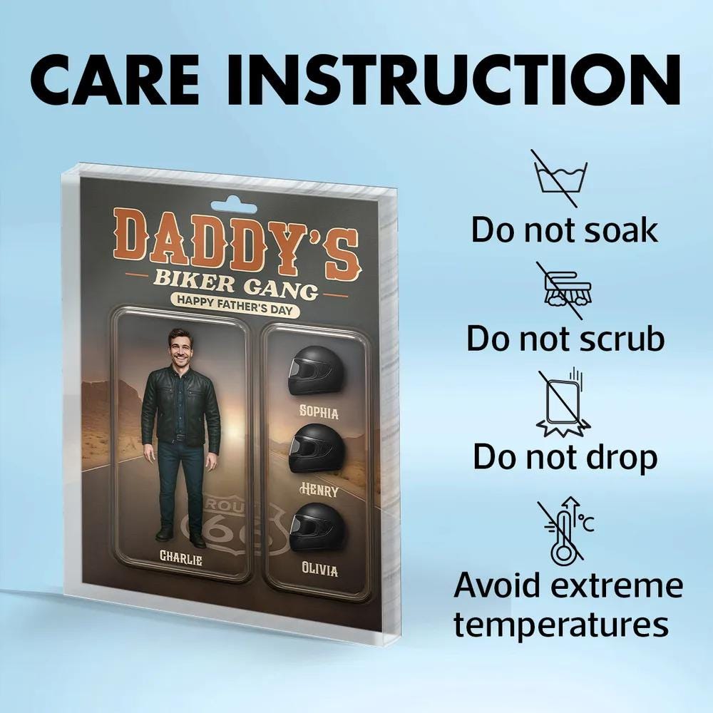 Daddy’s Biker Gang Acrylic Block, Custom Photo Gift for Motorcycle Loving Dads, A Cool & Unique Father’s Day Gift for Dad or Husband