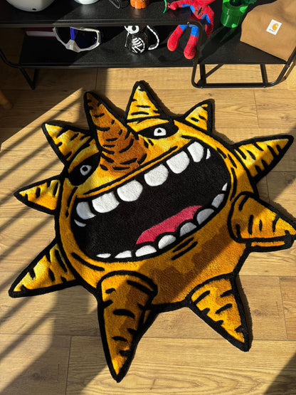 Handmade custom Sun Wool Rug: Tufted Anime Carpet