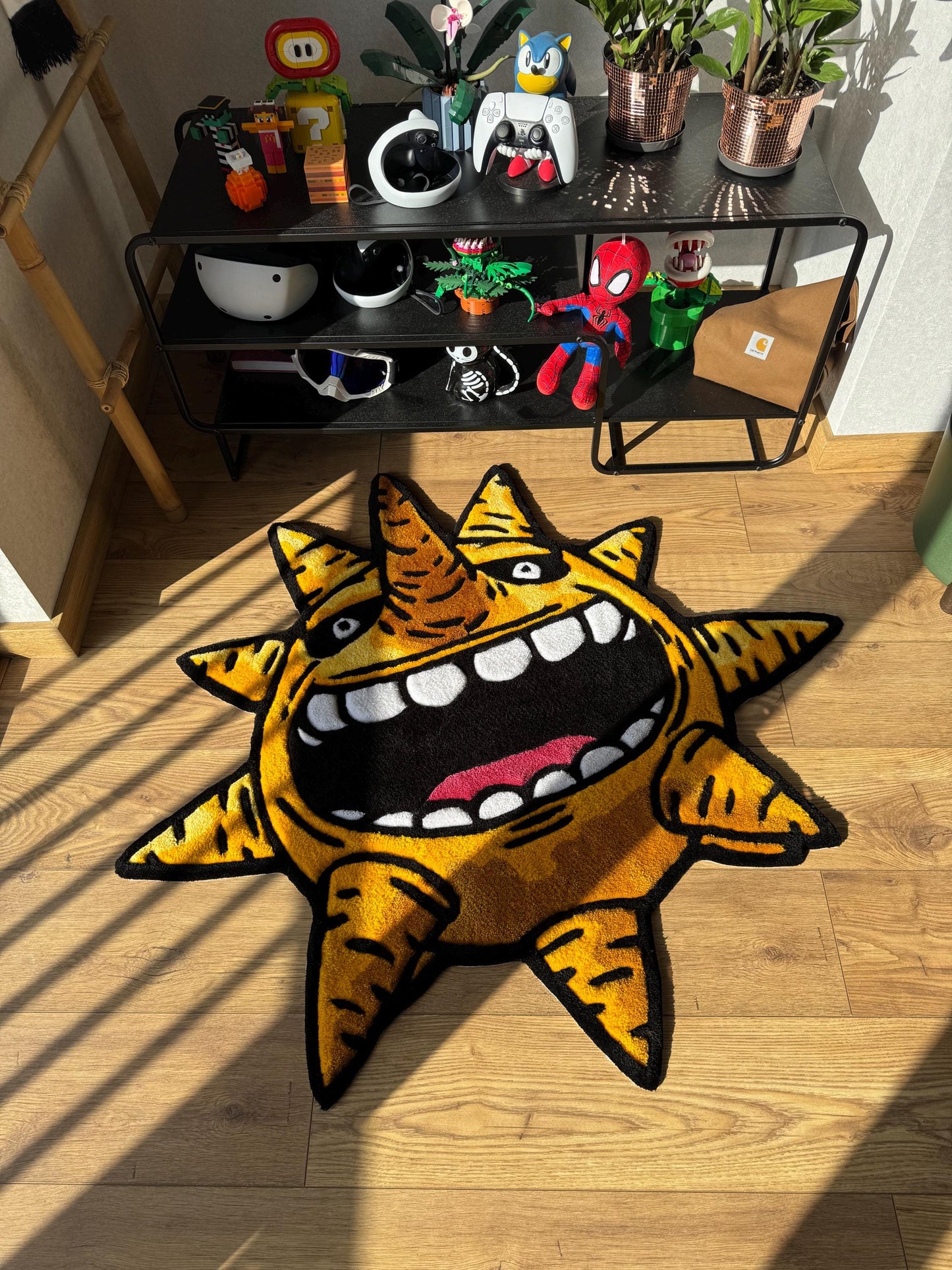 Handmade custom Sun Wool Rug: Tufted Anime Carpet