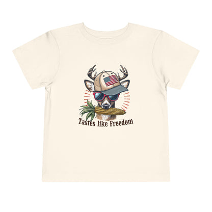 Toddler "Tastes Like Freedom" Tee: Patriotic Deer Design
