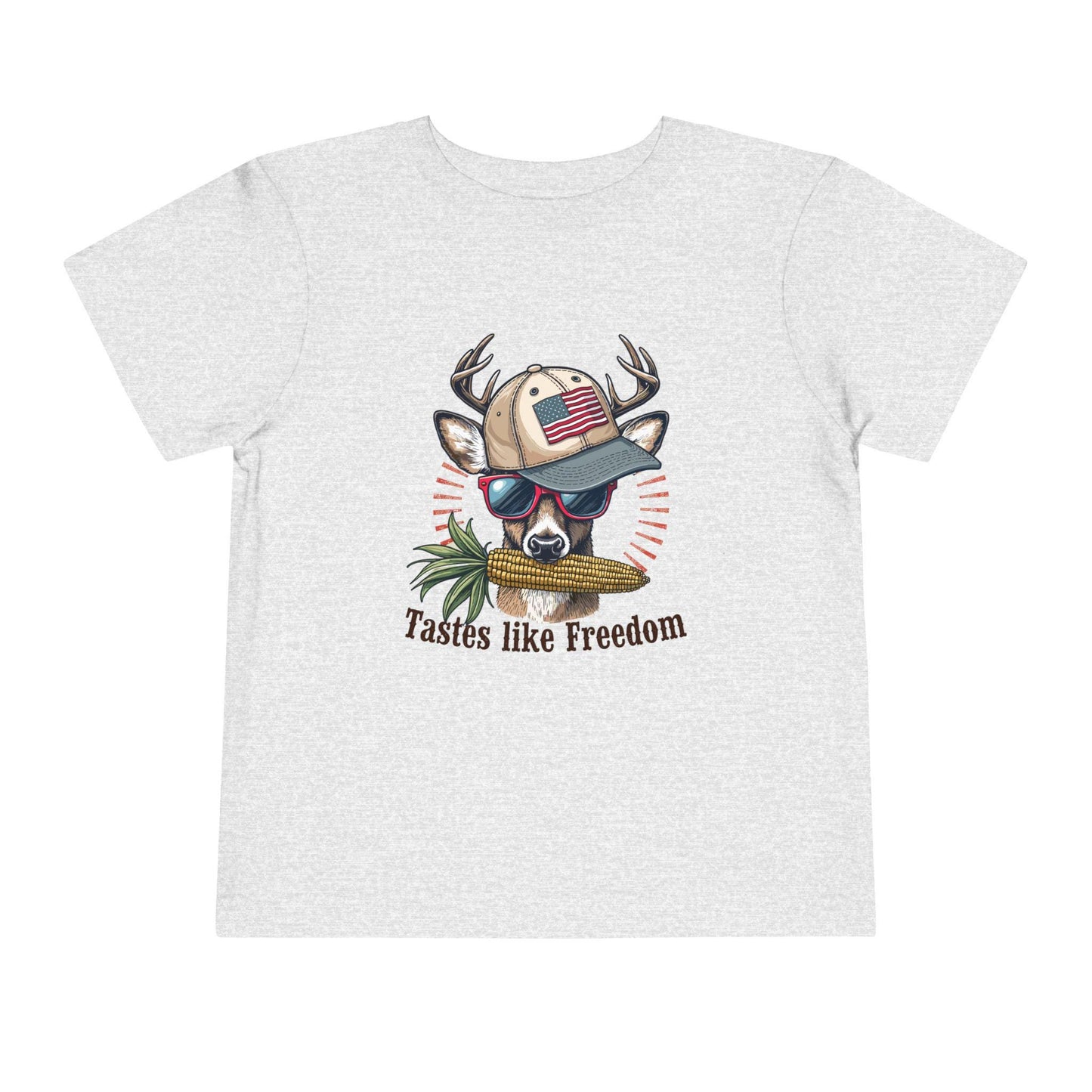 Toddler "Tastes Like Freedom" Tee: Patriotic Deer Design
