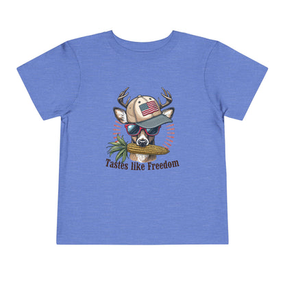 Toddler "Tastes Like Freedom" Tee: Patriotic Deer Design