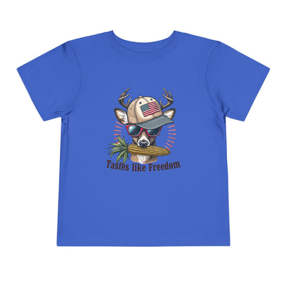 Toddler "Tastes Like Freedom" Tee: Patriotic Deer Design