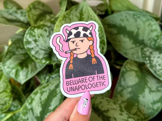 Beware of the Unapologetic Waterproof Sticker, Mental Health Stickers, Handdrawn Art, Bestfriend Gifts, Positivity, Anxiety