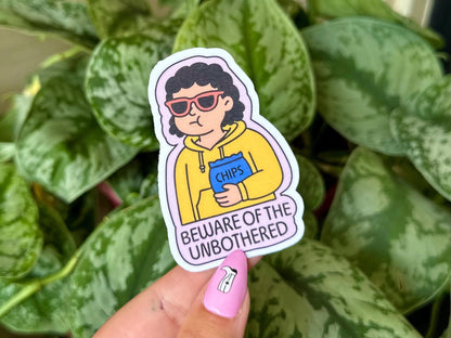 Beware of the Unbothered Waterproof Sticker, Mental Health Stickers, Handdrawn Art, Bestfriend Gifts, Positivity, Anxiety
