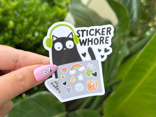 Sticker Whore Waterproof Sticker, Mental Health Stickers, Handdrawn Art, Bestfriend Gifts, Positivity