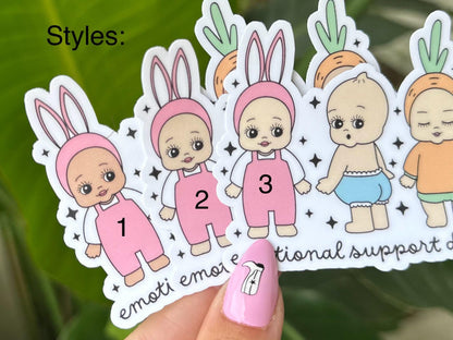 Emotional Support Dolls Waterproof Sticker, Mental Health Stickers, Handdrawn Art, Bestfriend Gifts, Positivity, Anxiety