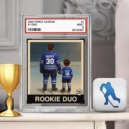 Hockey No. 1 Dad Man & Kids Trading Card Style Personalized Acrylic Block Plaque, Firefighter Fathers Day Gift,Hockey Lover Gift For Husband