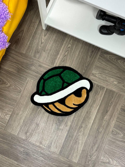 Handmade Green Shell Tufted Rug: Gamer Room Decor