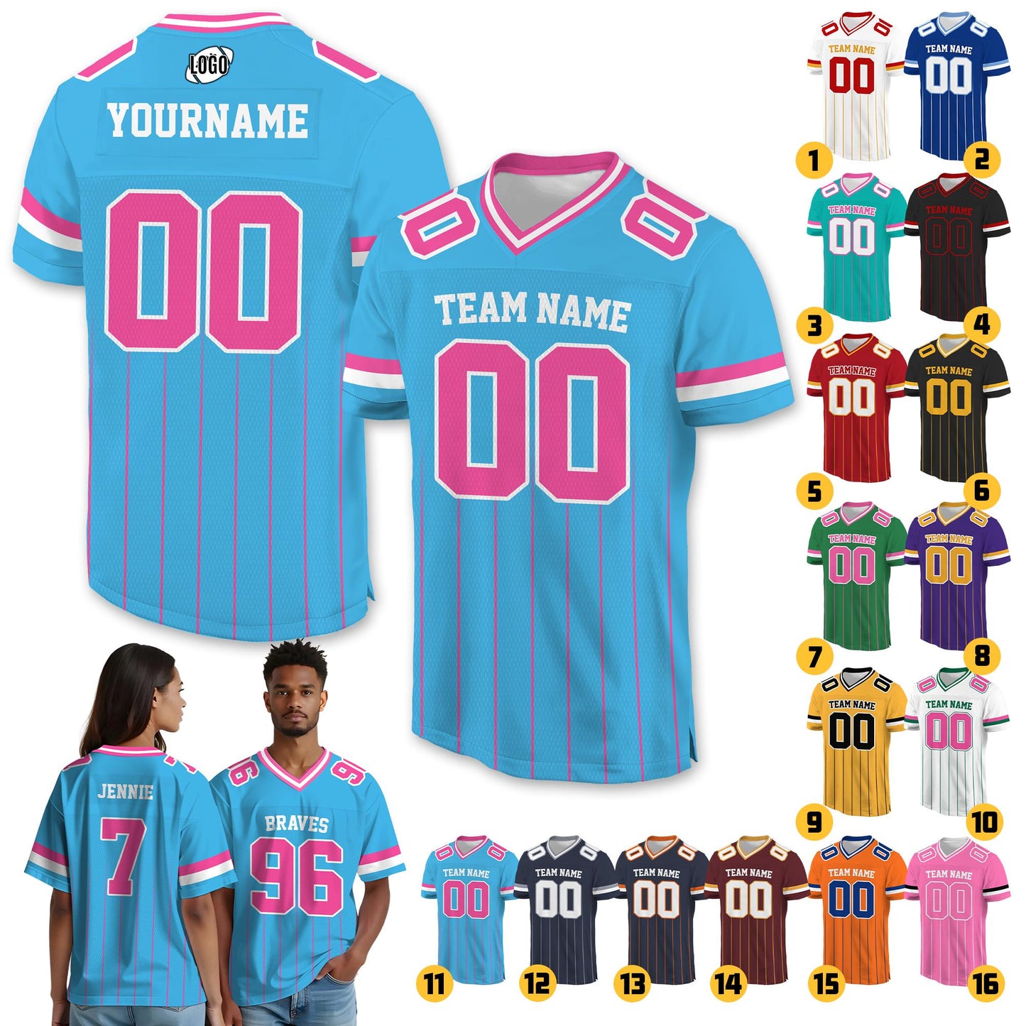 Personalized American Football Jersey For Men Women Youth Preschool, Custom Name Number Jersey Shirt for Football fan Sports uniform