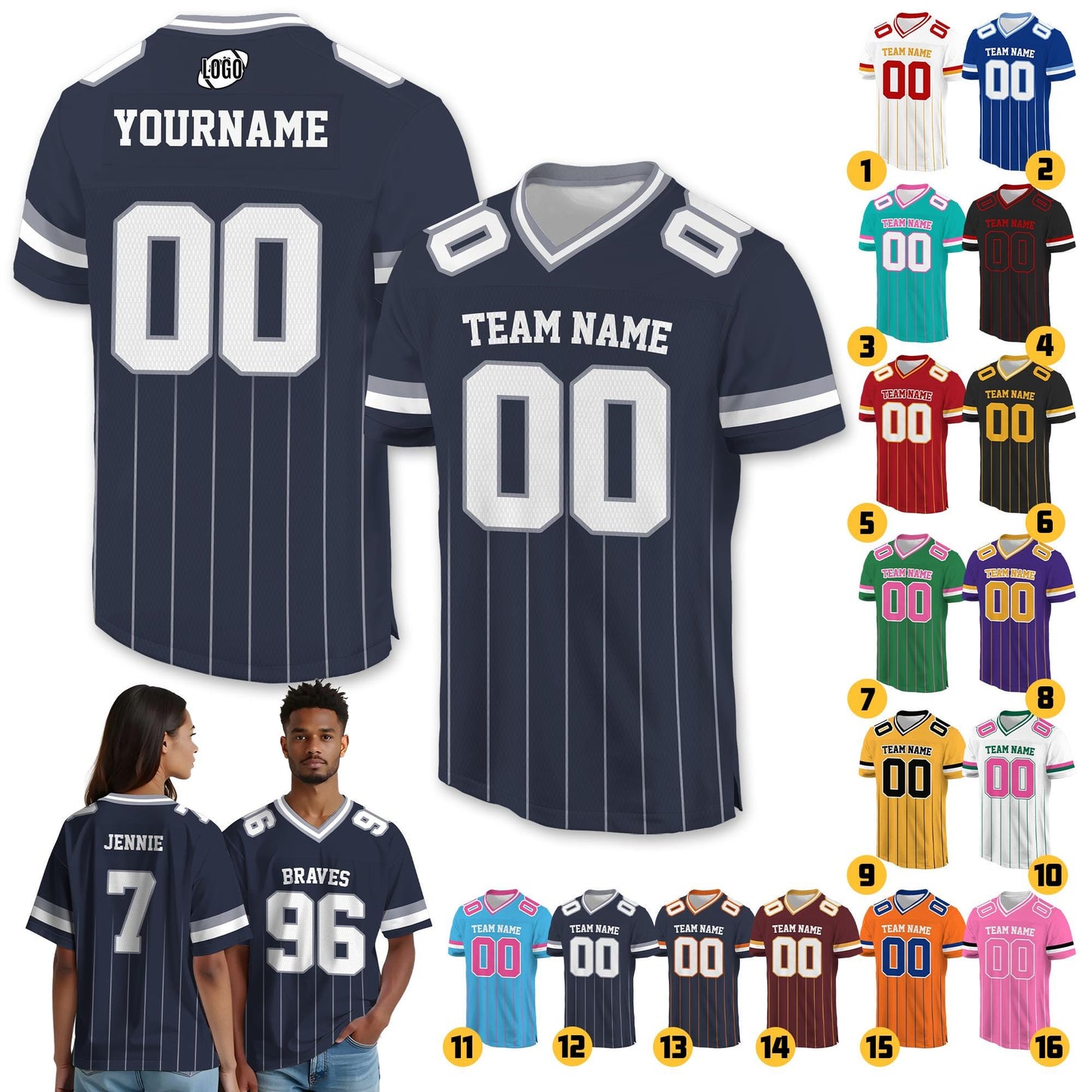 Customize Football Jersey For Preschool Youth Adult, Custom Name Number Jersey Shirt for Football fan Sports uniform College football Gift