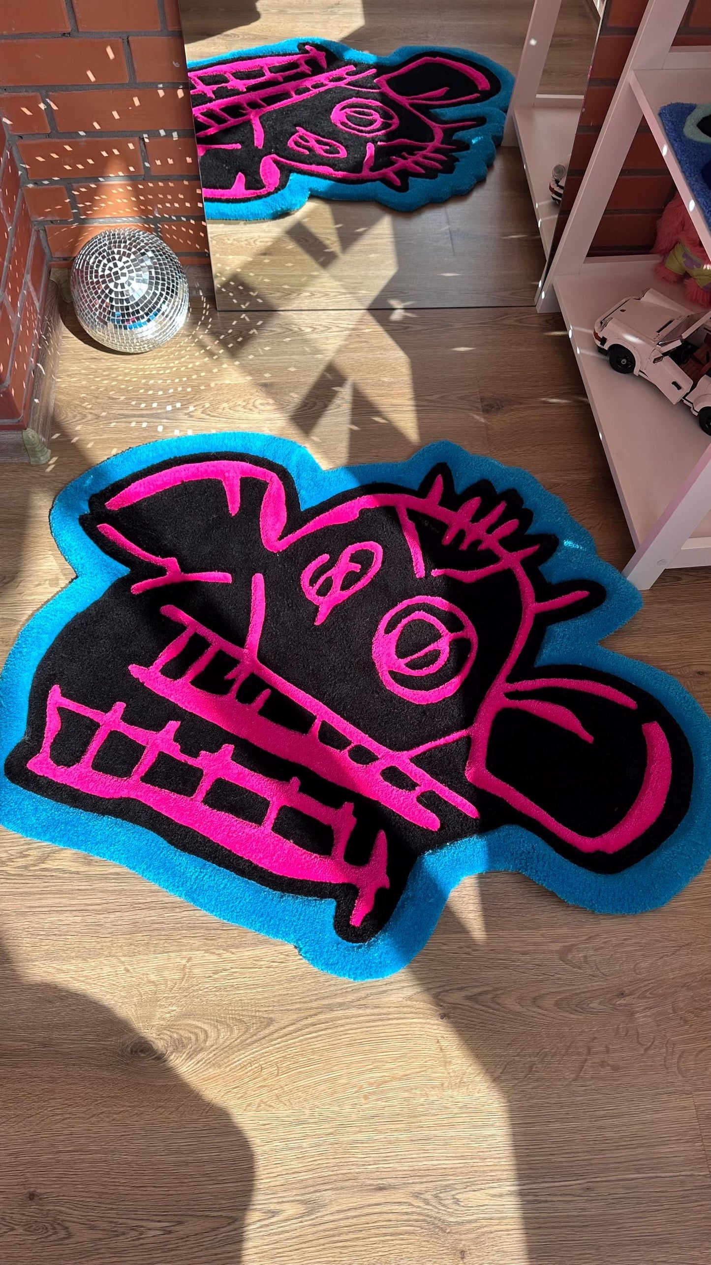 Jinx Arcane Tufted Rug – Custom 3D Puffy Rug, Handmade Cartoon Carpet, Cute Funny Room Decor, Bold Gift for Pink Lovers or Kids Room