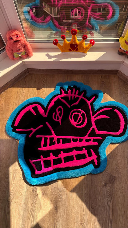 Jinx Arcane Tufted Rug – Custom 3D Puffy Rug, Handmade Cartoon Carpet, Cute Funny Room Decor, Bold Gift for Pink Lovers or Kids Room