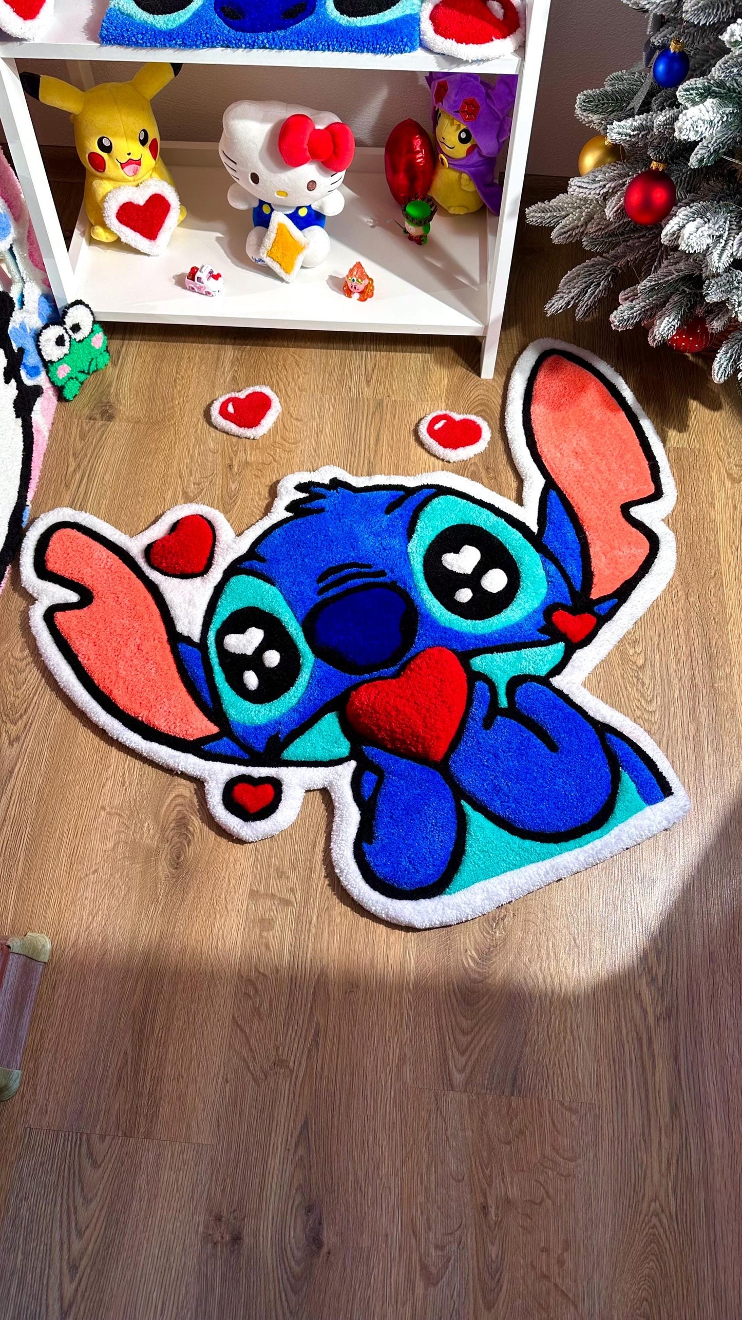 Stitch Tufted Rug – Custom Handmade Blue Cartoon Carpet, Crying Stitch Decor, Puffy Soft Rug for Anime Room Aesthetic or Gift | 3 FT