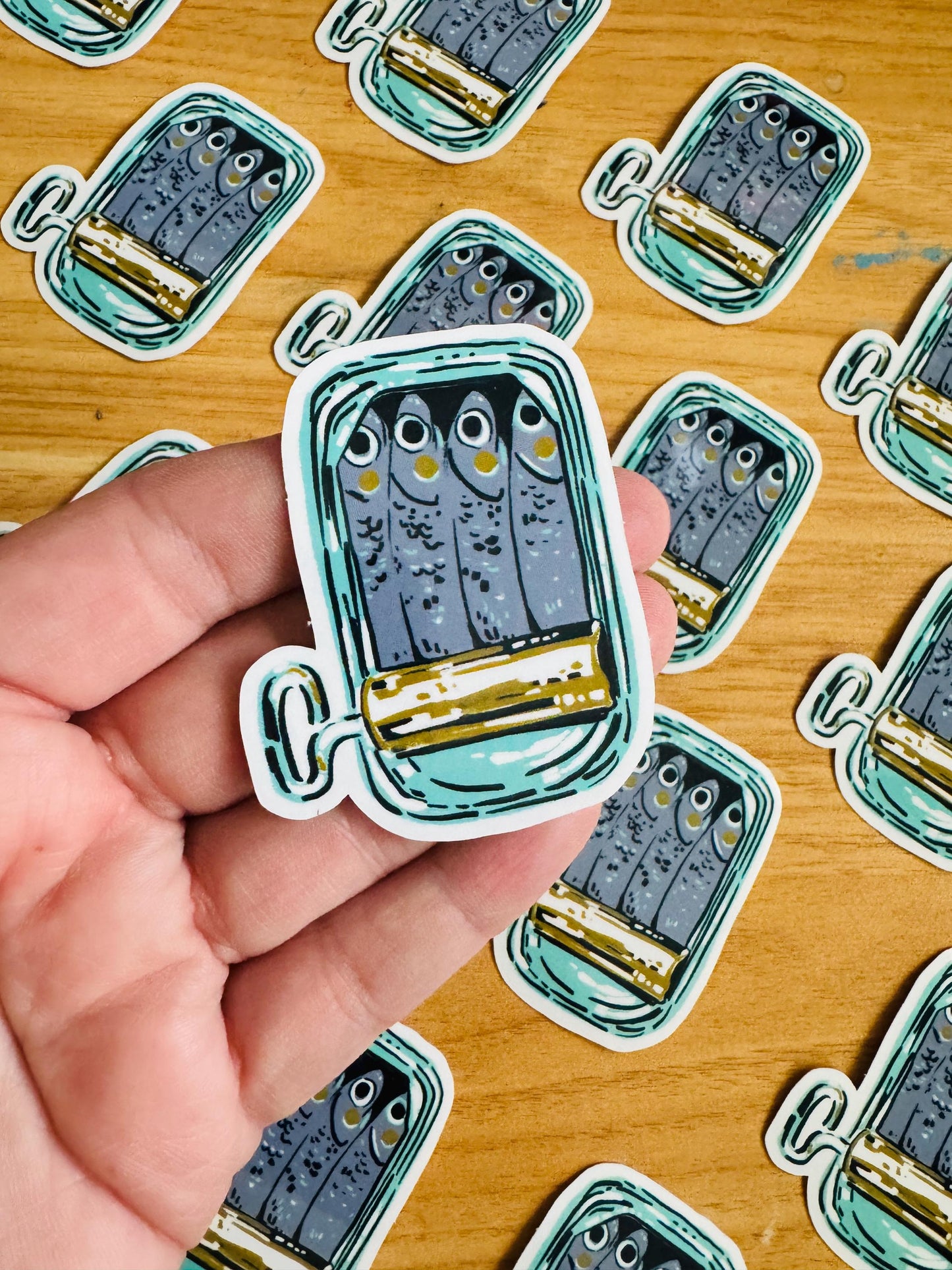 Sardines in a Can | Vinyl Sticker Decal | Water resistant | Foodie sticker