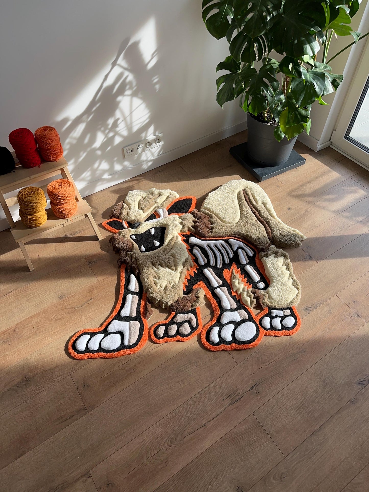 3D Skull Tufted Rug – Handmade Skeleton Rug Inspired by Pop Culture – Unique Home Decor & Gift for Gamers and Anime Fans