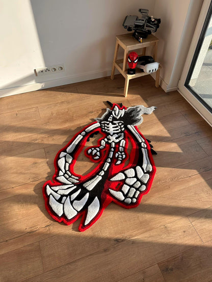 3D Skull Tufted Rug – Handmade Skeleton Rug Inspired by Pop Culture – Unique Home Decor & Gift for Gamers and Anime Fans