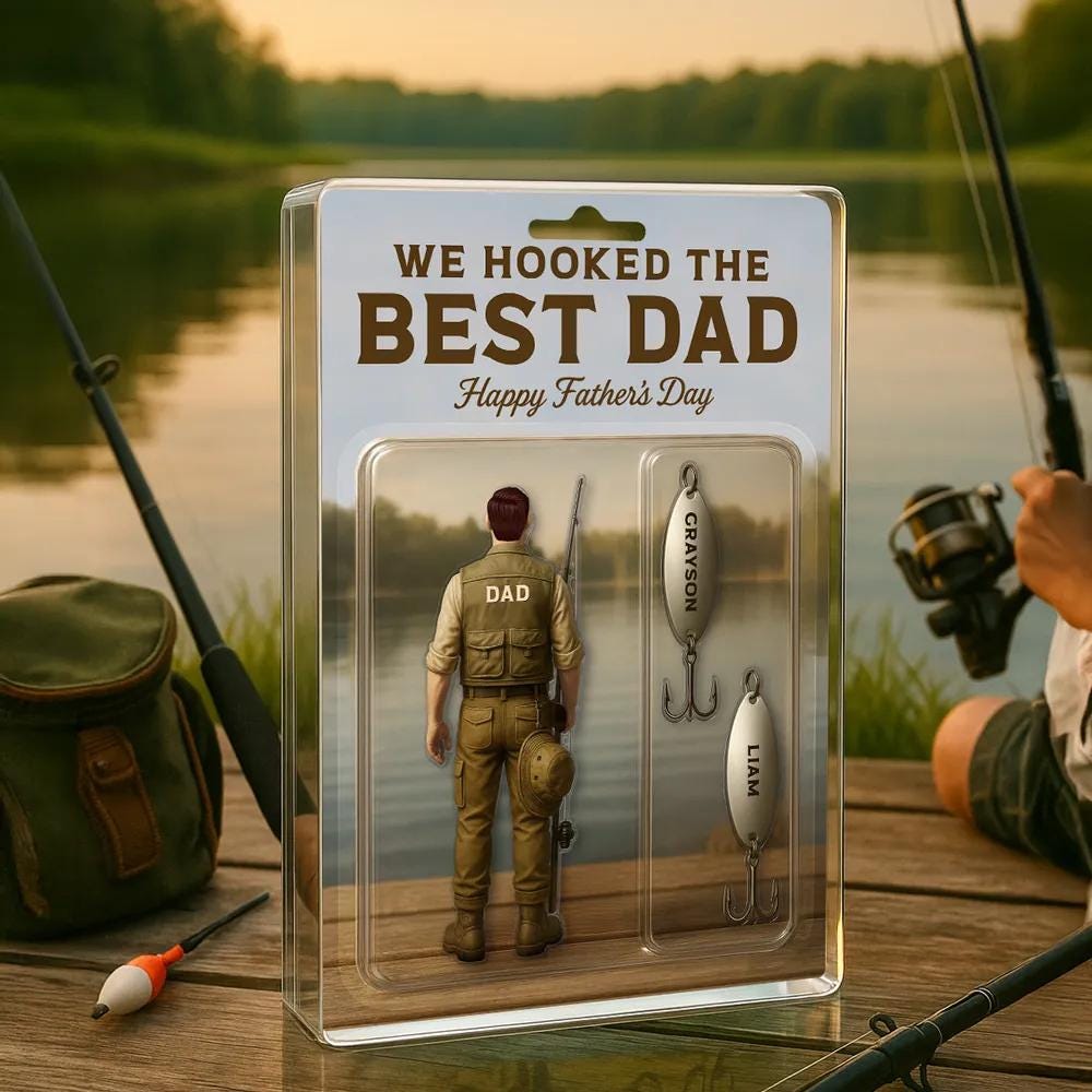 Personalized We Hooked The Best Dad Fishing Acrylic Block Plaque, Father's Day Gift for Daddy, Gift for Husband, Fishing Lover Gifts