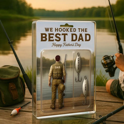 Personalized We Hooked The Best Dad Fishing Acrylic Block Plaque, Father's Day Gift for Daddy, Gift for Husband, Fishing Lover Gifts